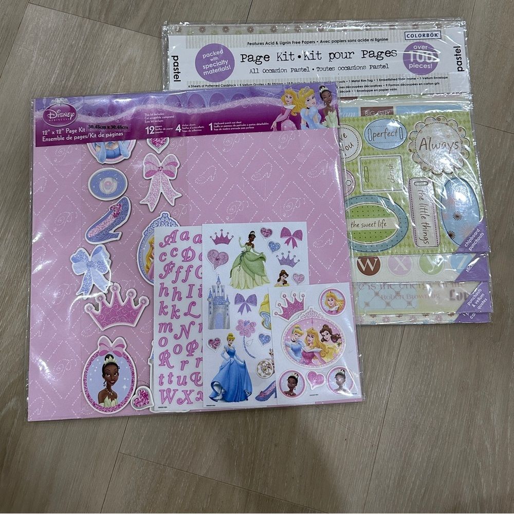 Disney Princess and Girl Theme Scrapbook Kit, Set of 2, New